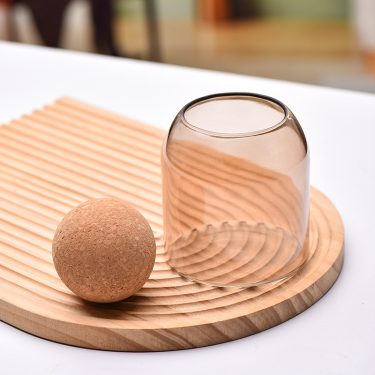Luxury Customized Colored Amber Blue Short and Tall Cylinder Borosilicate Glass Food Sealed Storage Jar with Cork Ball