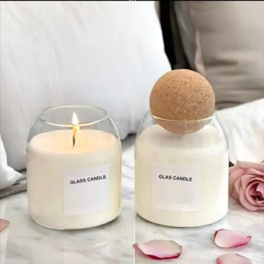 High Quality 500ml -1600ml Clear Empty Heat-resistant High Borosilicate Glass Candle Holder Candle Jars with Wooden Ball Cork