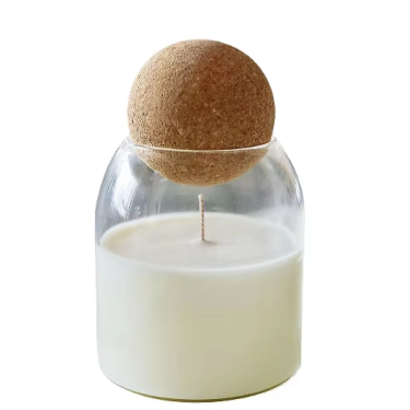 High Quality 500ml -1600ml Clear Empty Heat-resistant High Borosilicate Glass Candle Holder Candle Jars with Wooden Ball Cork