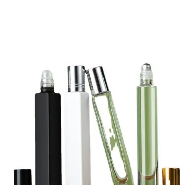 10ml Black White Light-proof Square Essential Oil Portable Fragrance Roller Glass Bottle for Travel Skin Care Packaging