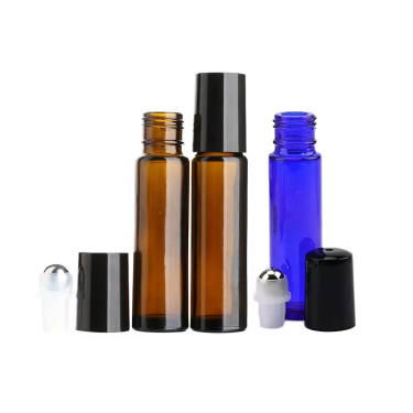 10ml Transparent Amber Blue Custom Color Glass Essential Oil Roller Bottles with Screw Cap for Travel or Perfume Oil