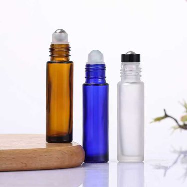 10ml Transparent Amber Blue Custom Color Glass Essential Oil Roller Bottles with Screw Cap for Travel or Perfume Oil