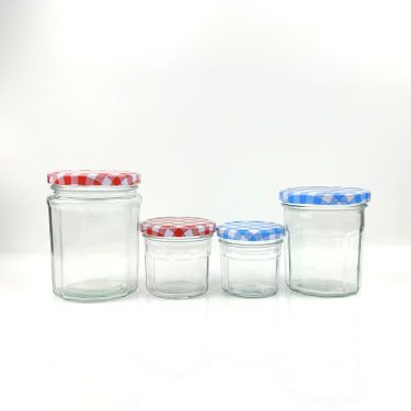 Wholesale 50ml 100ml 150ml 200ml 250ml 380ml Clear 12 Angles Round Food Storage Glass Jars with Screw Lid for Jam Sauce Honey