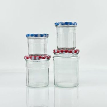 Wholesale 50ml 100ml 150ml 200ml 250ml 380ml Clear 12 Angles Round Food Storage Glass Jars with Screw Lid for Jam Sauce Honey