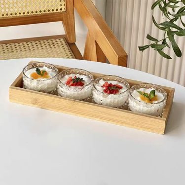 High Quality Luxury Thick Wall Stackable Glass Canister Glass Candy Jar Pudding Yogurt Dessert Glass Food Container