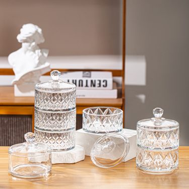 High Quality Luxury Thick Wall Stackable Glass Canister Glass Candy Jar Pudding Yogurt Dessert Glass Food Container