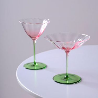Transparent Custom Color Flower Shape Crystal Glass Red Wine Cocktail Goblet Drink Glass Cup Bar Hotel Restaurant Wedding