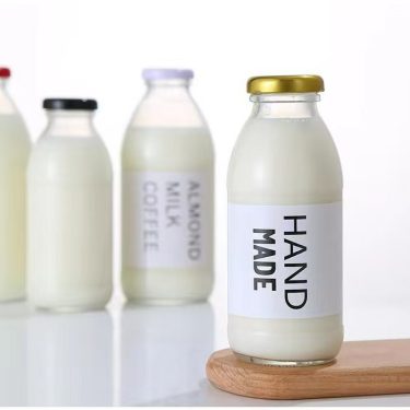 Hot 10oz 12oz 16oz &300ml 350ml 500ml Clear Empty Cylinder Milk Drinking Juice Tea Beverage Glass Bottle with Screw Metal Lid