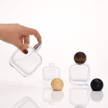 30ml 50ml 100ml Transparent Empty Square Round Glass Perfume Bottles Cosmetics Portioned Glass Bottles with Ball Shape Cap
