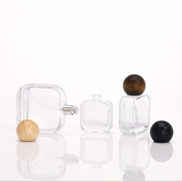 30ml 50ml 100ml Transparent Empty Square Round Glass Perfume Bottles Cosmetics Portioned Glass Bottles with Ball Shape Cap