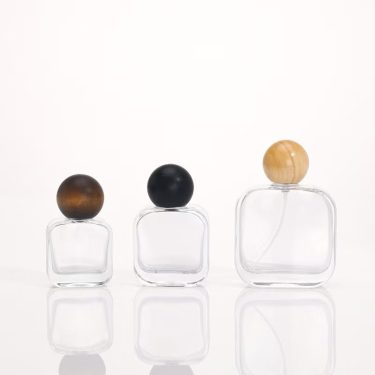 30ml 50ml 100ml Transparent Empty Square Round Glass Perfume Bottles Cosmetics Portioned Glass Bottles with Ball Shape Cap