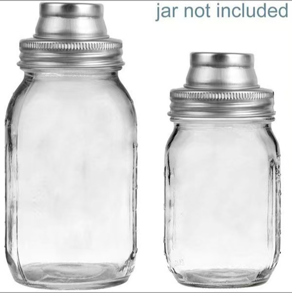 500ml 750ml Transparent Wide Mouth Mason Storage Jar Square Round Glass Jar with Stainless Steel Cocktail Shaker Metal Lid
