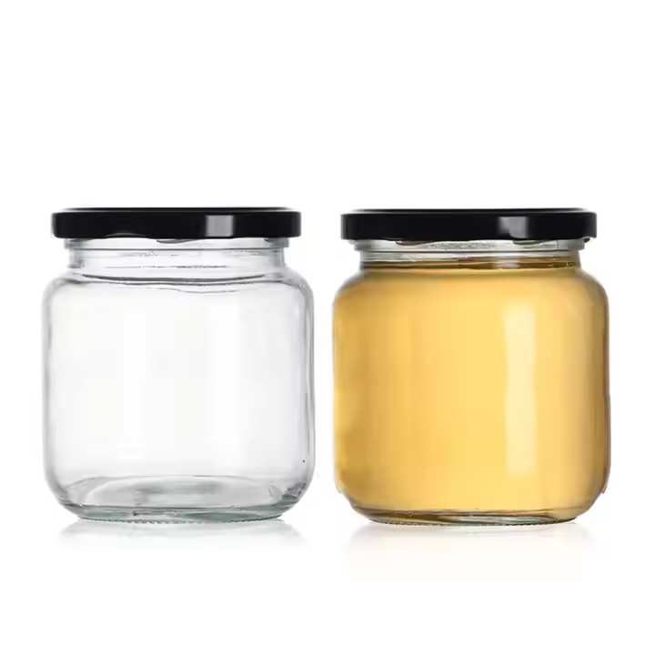 Glass Jar Best Selling 16 Oz Food Customized Logo Free Clear Storage Glass Jars with White Metal Lids Special Shaped Glass Jars