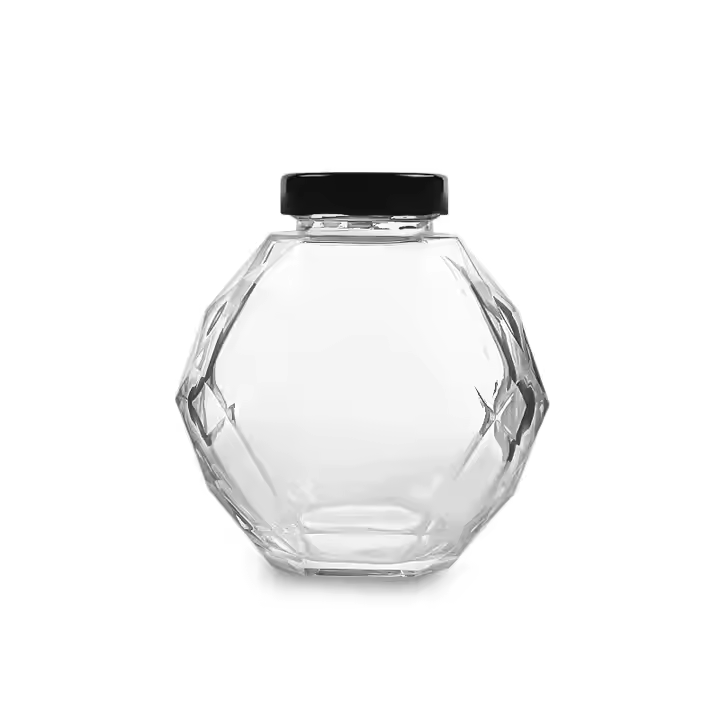 New Products 180ml 380ml Special Shape Glass Jar for Honey Jam Sauce Wine Beverage with Tinplate Cap