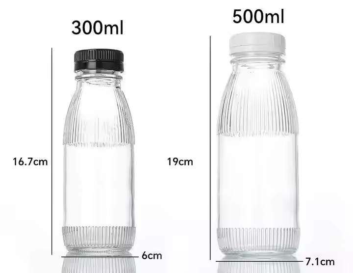300ml 500ml Round Beverage Juice Milk Glass Bottle with Tamper Proof Screw Cap