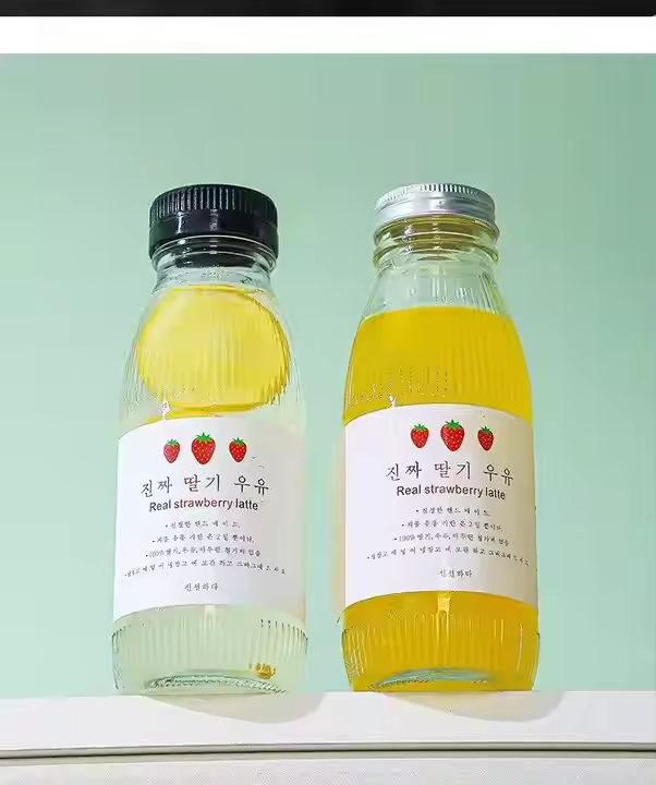 300ml 500ml Round Beverage Juice Milk Glass Bottle with Tamper Proof Screw Cap