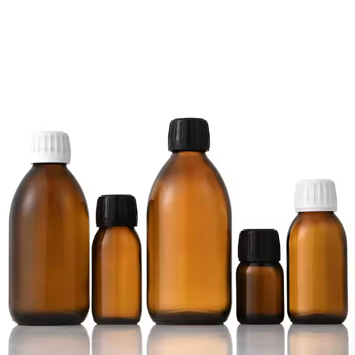 Medical Amber 30ml 60ml 100ml 150ml 200ml 250ml 300ml 500ml Oral Liquid Cough Syrup Glass Bottle With Tamper-proof Cap