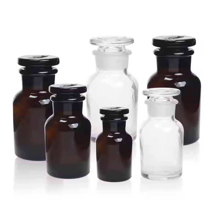 Wholesale Amber 30ml 60ml 125ml 250ml 500ml 1000ml Laboratory Chemical Reagent Glass Bottle With Frosted Sealing Cap