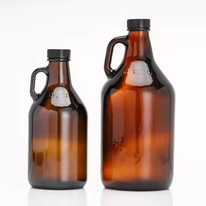 Wholesale 4 Litre Amber Glass Beer Growler California Bottle With Cork or Aluminum Lid