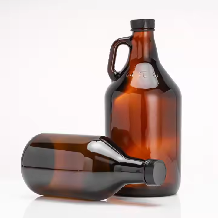 Wholesale 4 Litre Amber Glass Beer Growler (California Bottle) with Cork or Aluminum Lid