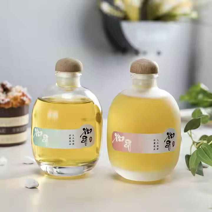 Homemade Green Plum Divide Wine Bottles Empty Sparkling Wine Glass Bottle with Cork Stopper Airtight Lid