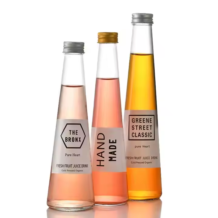 Customized 500ml Luxury Empty Transparent Frosted Juice Glass Bottle