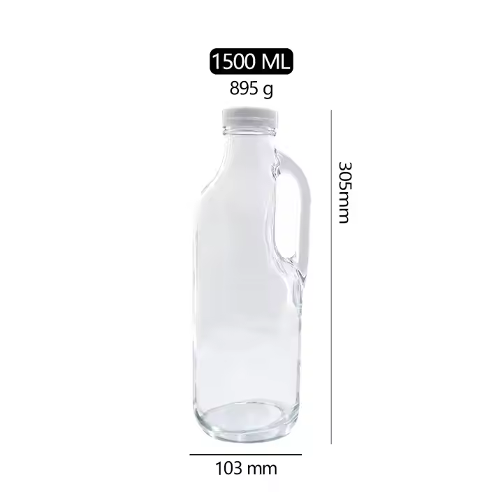 Clear Glass Milk Bottles Airtight Milk Container for Refrigerator Jug Glass Water Pitchers Water Juice 47oz