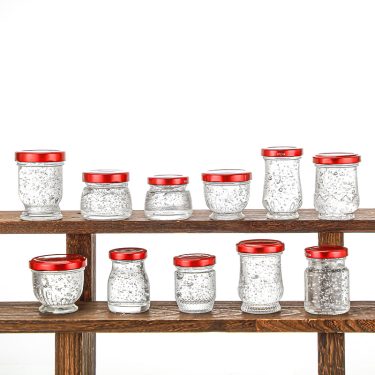 Wholesale 50ml 75ml 100ml Clear Empty Bottom Vertical Stripe Relief Bird Nest Honey Jam Caviar Packing Glass Jars With Lids