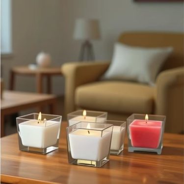 High Quality Transparent Square Thick Wall & Bottom Glass Candle Jar Custom Color and Label