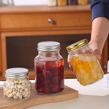 200ml-750ml Octagonal Shape Engraved Letter Embossing Food Glass Mason Jars Suitable for Canned Food Packaging