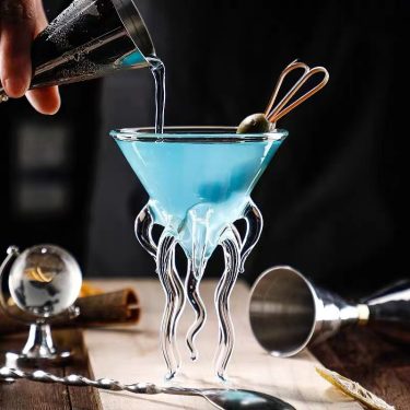 120ml Small Transparent Octopus Shape High Borosilicate Glass Goblet Wine Cocktail Glass Suitable for Wedding Party Bar