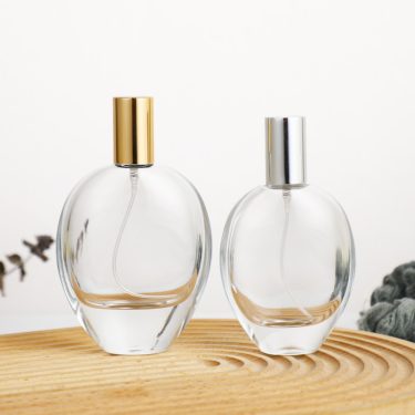 30ml 50ml 75ml 100ml Transparent Flat Oval Shape Thick Bottom Glass Perfume Bottles Pump Sprayer for Cosmetics Perfumes