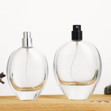 30ml 50ml 75ml 100ml Transparent Flat Oval Shape Thick Bottom Glass Perfume Bottles Pump Sprayer for Cosmetics Perfumes