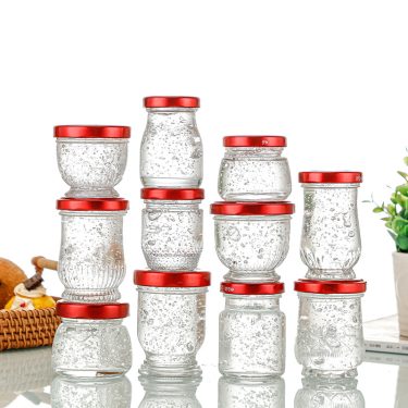 Wholesale 50ml 75ml 100ml Clear Empty Bottom Vertical Stripe Relief Bird Nest Honey Jam Caviar Packing Glass Jars With Lids