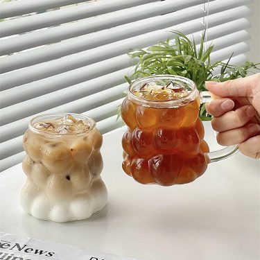Ins Style Transparent Empty Grape Shape High Borosilicate Glass Cup Glass Mug for Milk Juice Cold Coffee Cocktail 350ml