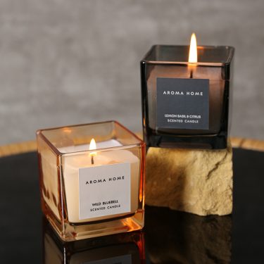 High Quality Transparent Square Thick Wall & Bottom Glass Candle Jar Custom Color and Label