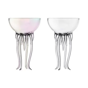 Hand-blown High Quality Creative Design Transparent Jellyfish Shape Glass Goblet Wine Cocktail Glass Cup for Wedding Party Bar