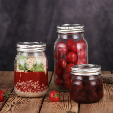 200ml-750ml Octagonal Shape Engraved Letter Embossing Food Glass Mason Jars Suitable for Canned Food Packaging