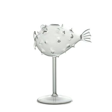 200ml Creative Design Transparent Goblet Wine Glasses Puffer Fish Shape Cocktail Glassware for Wedding Party Bar Home
