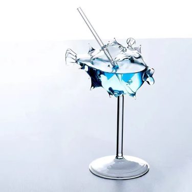 200ml Creative Design Transparent Goblet Wine Glasses Puffer Fish Shape Cocktail Glassware for Wedding Party Bar Home