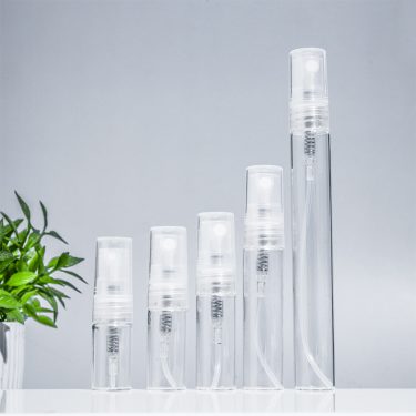 2ml 2.5ml 3ml 5ml 10ml Mini Clear Empty Travel Perfume Atomizer Glass Bottle with clear or Black Sprayer Pump Lid
