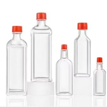 Factory Wholesale 25ml 30ml 50ml Clear Empty Flat Square Small or Big Mouth Glass Medicated Oil Bottle for Safflower Oil