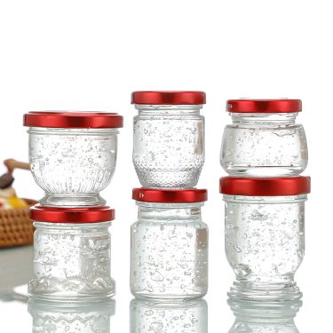 Wholesale 50ml 75ml 100ml Clear Empty Bottom Vertical Stripe Relief Bird Nest Honey Jam Caviar Packing Glass Jars With Lids
