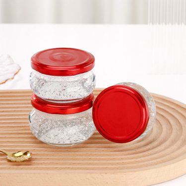 80ml 100ml 150ml 200ml Short Round Shape Wide Mouth Food Glass Jar with Screw Cap for Bird Nest Caviar Jam Canned Food
