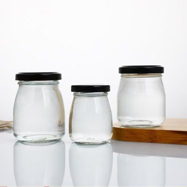 Wholesale 50ml 100ml 150ml 200ml Clear Pudding Yogurt Jam Milk Honey Jelly Mousse Food Storage Glass Jars with Metal Lids