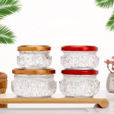 80ml 100ml 150ml 200ml Short Round Shape Wide Mouth Food Glass Jar with Screw Cap for Bird Nest Caviar Jam Canned Food