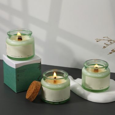 Green Amber Transparent Round Glass Candle Jars Candlestick Holder Custom Private Label Glass Candle Vessels with Cork