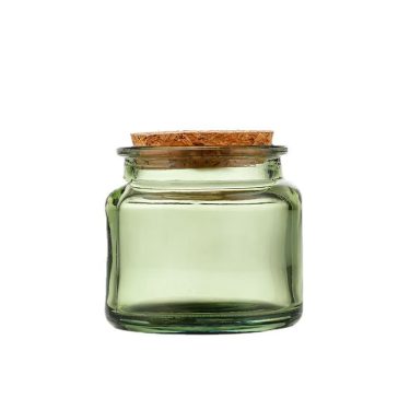 Green Amber Transparent Round Glass Candle Jars Candlestick Holder Custom Private Label Glass Candle Vessels with Cork