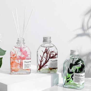 Transparent Empty Flat Shape Aromatherapy Essential Oil Glass Bottle Reed Diffuser Glass Container for Hotel Home Decoration