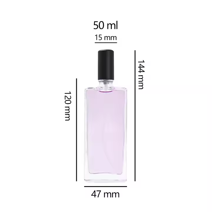 50ml Square Glass Spray Bottle Fine Mist Boston Glass Bottles With Black Fine Mist Sprayer Small Clear Bottles